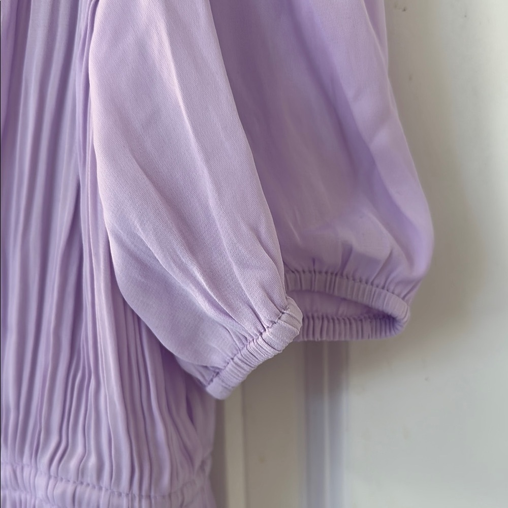 Current Air Lilac Tie Front Peplum Top Puff Sleeve - Picture 3 of 4